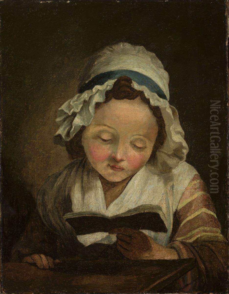Girl with a book Oil Painting by Jean-Baptiste Greuze
