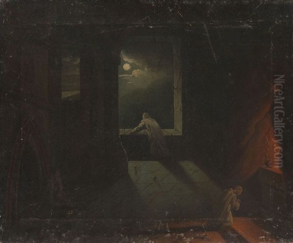 Monastery scene II Oil Painting by Franciszek Ksawery Lampi