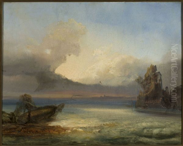 Marine landscape Oil Painting by James Baker Pyne