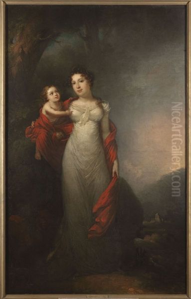 Portret Marii Morsztynowej z synem Oil Painting by Franciszek Ksawery Lampi