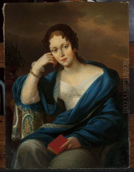 Portrait of a woman Oil Painting by Jozef Oleszkiewicz