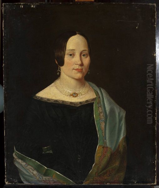 Portrait of Eufemia Wisniewska nee Borman Oil Painting by Aleksander Kokular