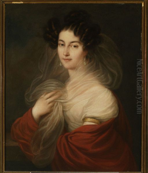 Portrait of Celina Radziwill nee Sulistrowska (1805-1836) Oil Painting by Franciszek Ksawery Lampi