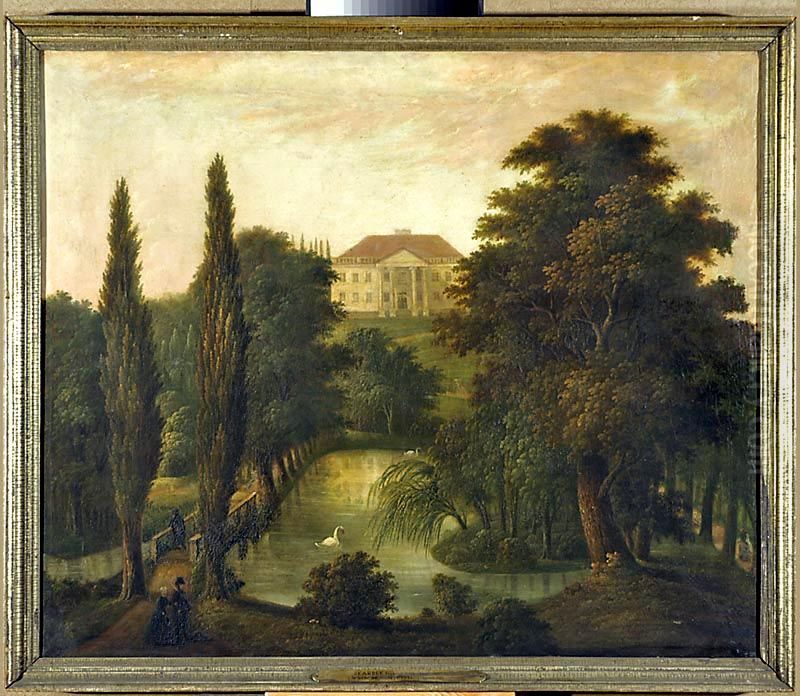 Belvedere from the side of the Lazienki Park Oil Painting by Fryderyk Skarbek