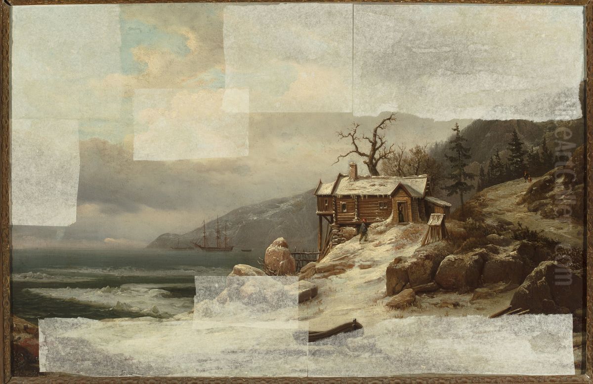 Winter landscape from Norway /view of Sognefjord/ Oil Painting by Chrystian Breslauer