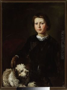 Portrait of artist's won with a dog Portrait of artist's won with a dog