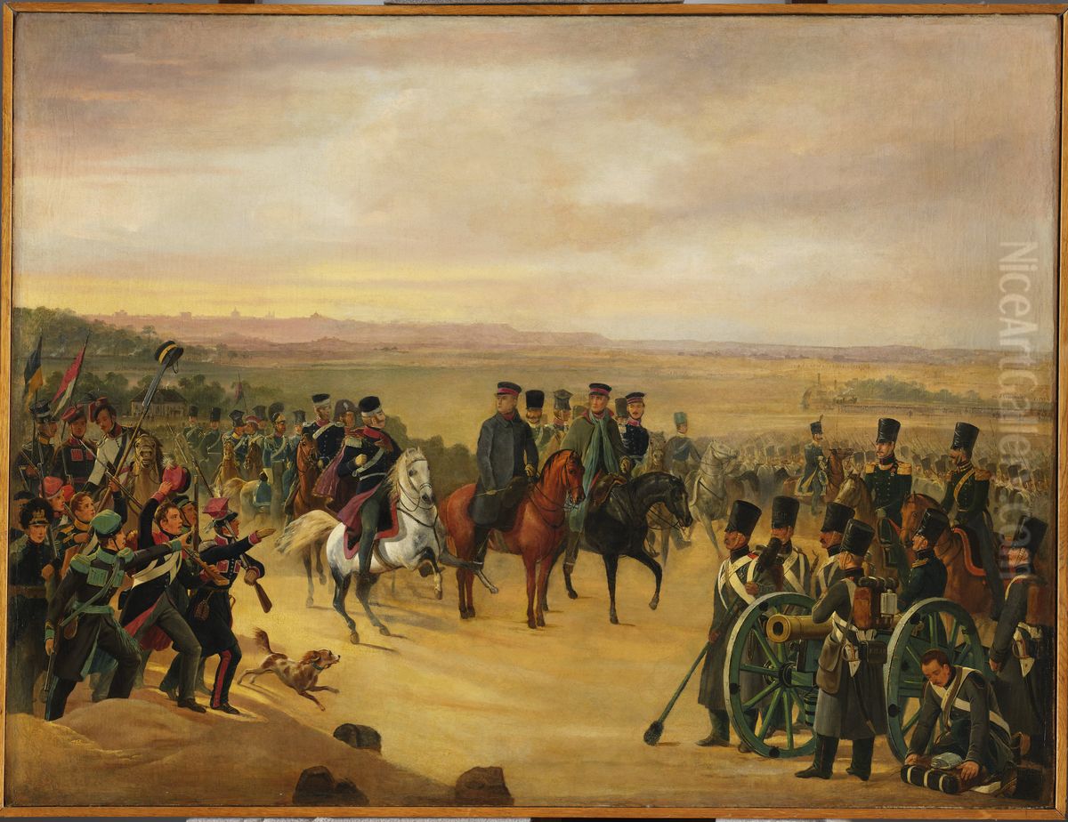 General Jozef Chlopicki and Skrzynecki among soldiers Oil Painting by January Suchodolski