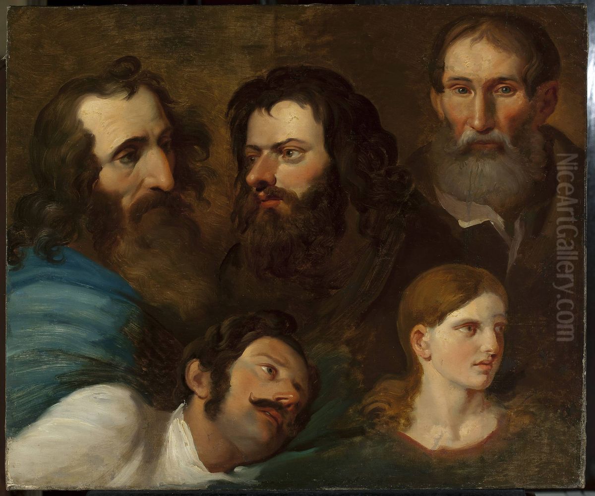 Study of five heads Oil Painting by Franciszek Ksawery Lampi