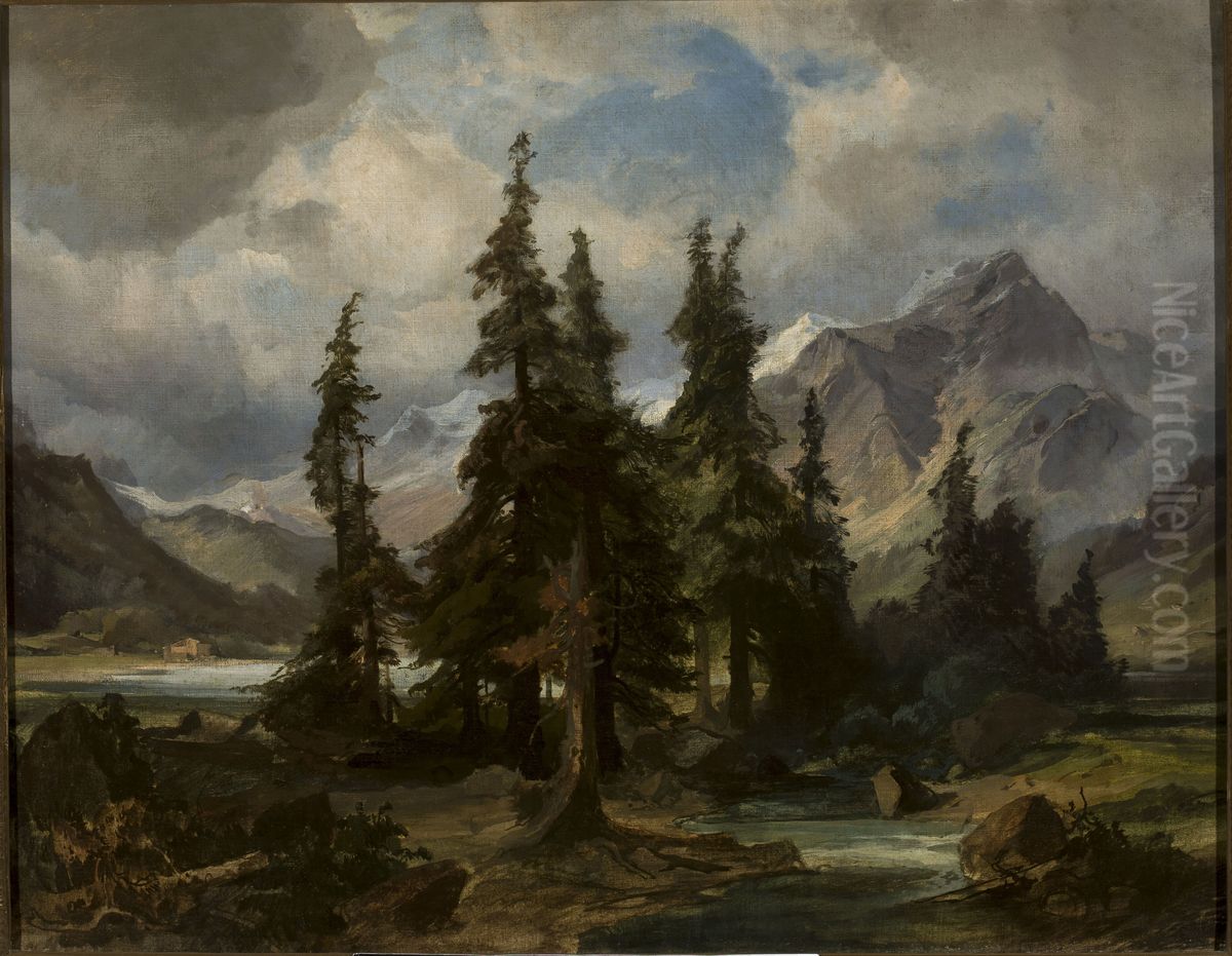 Mountain landscape from Norway Oil Painting by Friedrich, the younger Preller