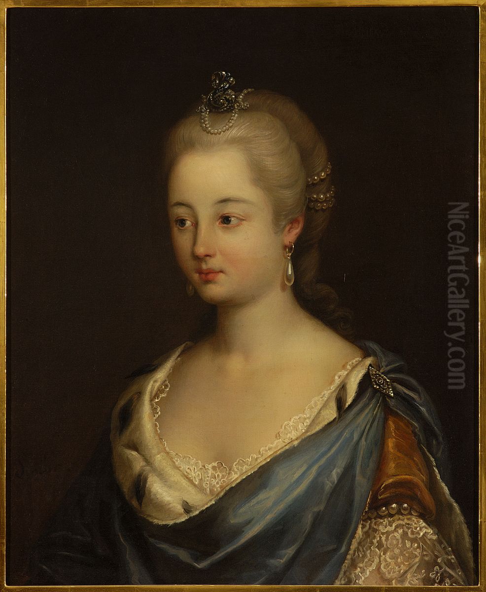 Portrait of Mrs. Kruszewska nee Komorowska Oil Painting by Jozef Simmler