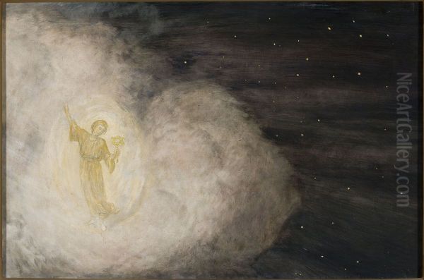 Angel with the star of Bethlehem Oil Painting by Hans Thoma