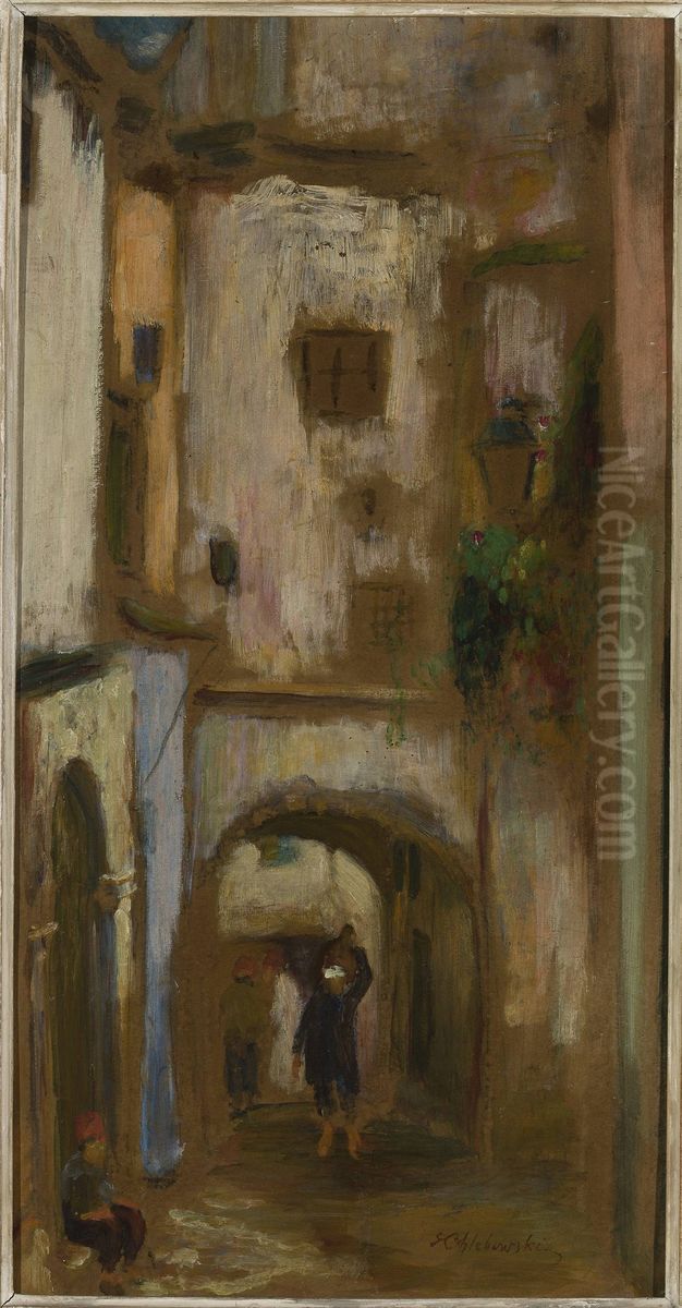 Alleyway Oil Painting by Stanislaw Chlebowski