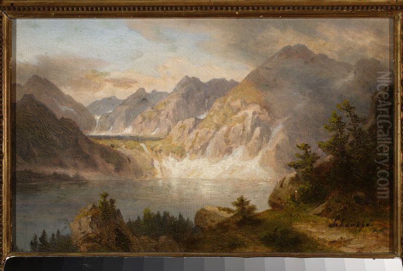 Morskie Oko Lake Oil Painting by Alfred Schouppe