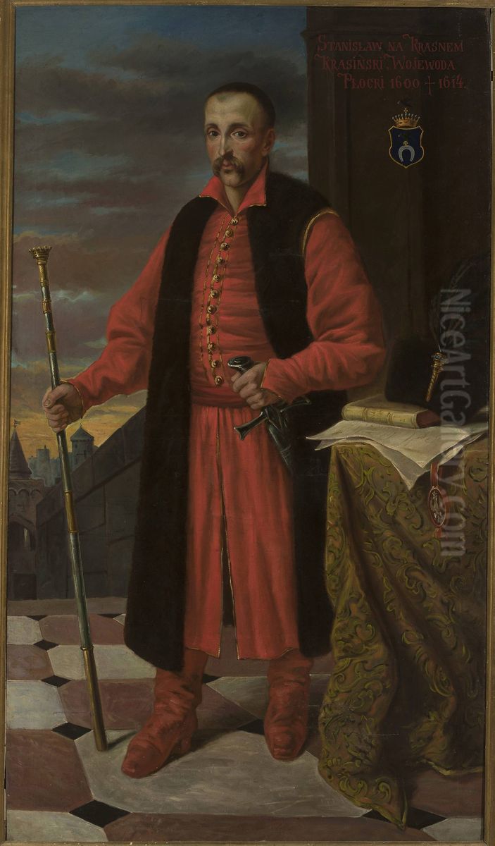 Portrait of Stanislaw Krasinski (1558-1617), voivode of Plock Oil Painting by Antoni Ziemiecki