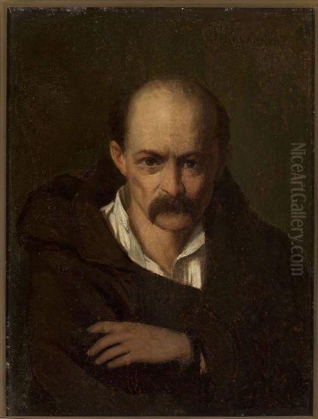 Portrait of a man in handcuffs Oil Painting by Tytus Maleszewski