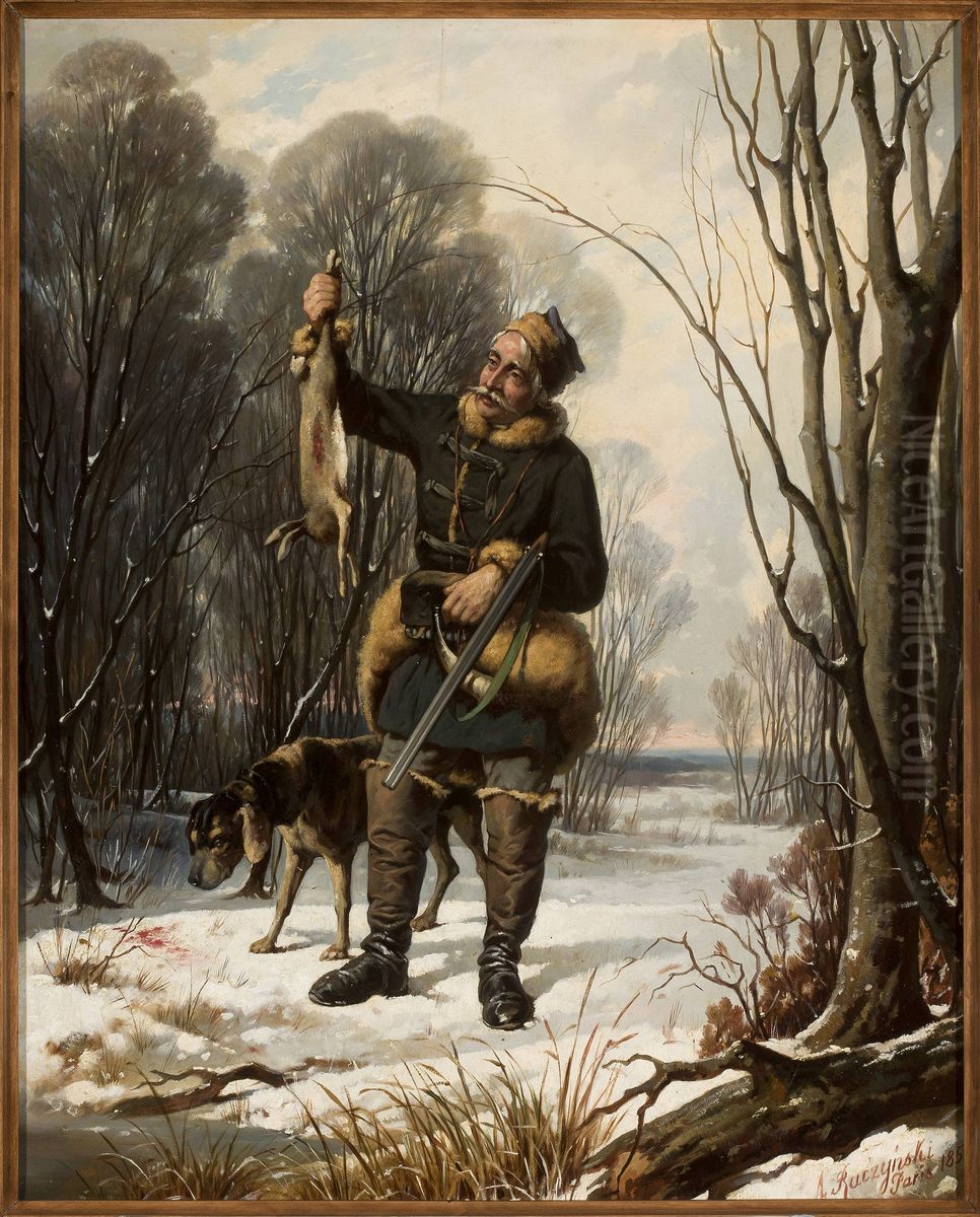Hunter Oil Painting by Aleksander Raczynski