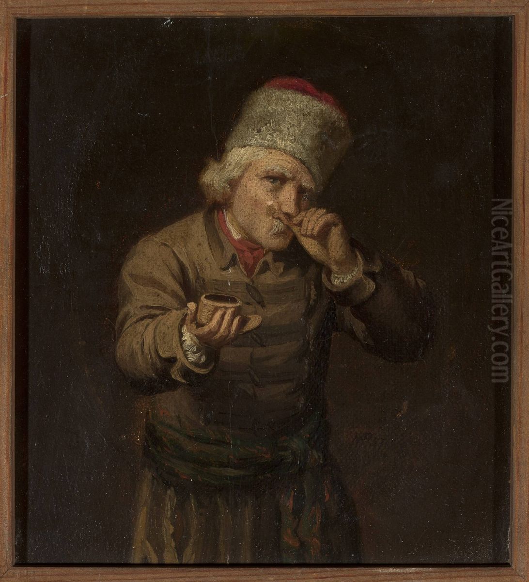 Peasant taking a pinch of snuff Oil Painting by Maksymilian Antoni Piotrowski