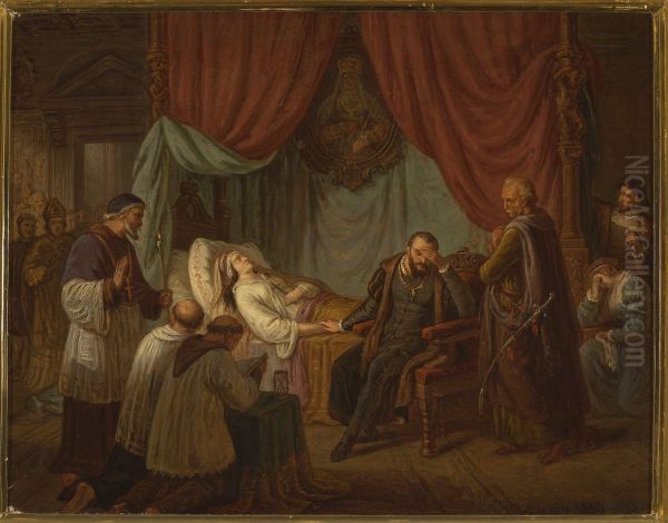 Death of Barbara Radziwill Oil Painting by Aleksander Lesser