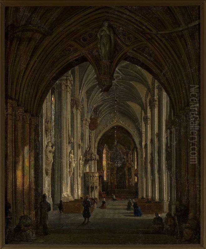 Interior of St. John's Cathedral in Warsaw Oil Painting by Marcin Zaleski