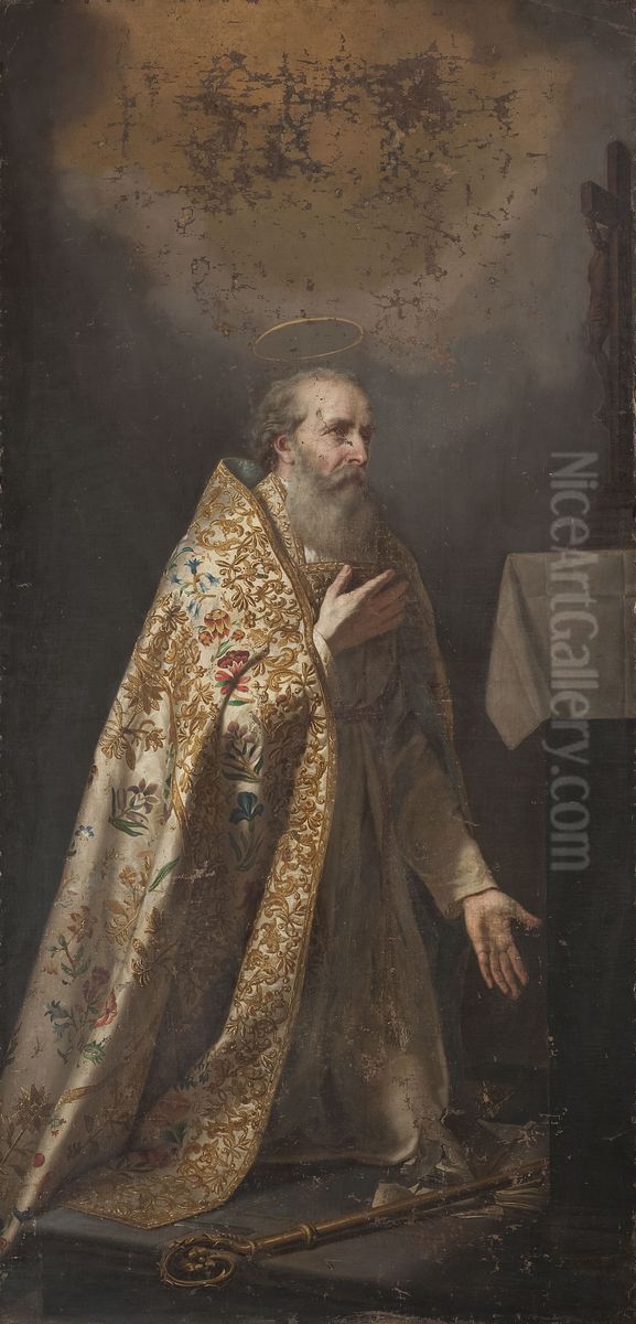 Bishop Wincenty Popiel (1825-1912) Oil Painting by Antoni Murzynowski