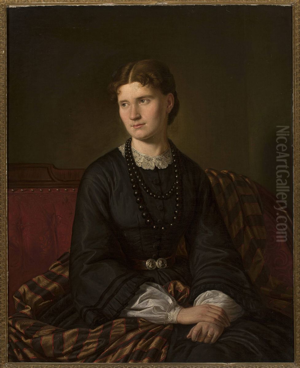 Portrait of Julia nee Bergson, artist's wife Oil Painting by Aleksander Lesser