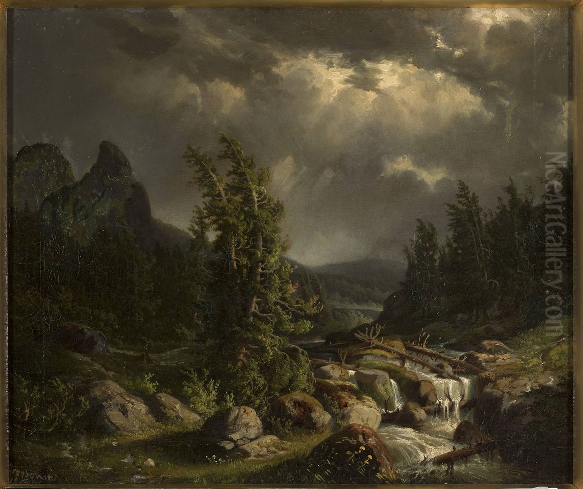 Storm in the mountains Oil Painting by Feliks Brzozowski