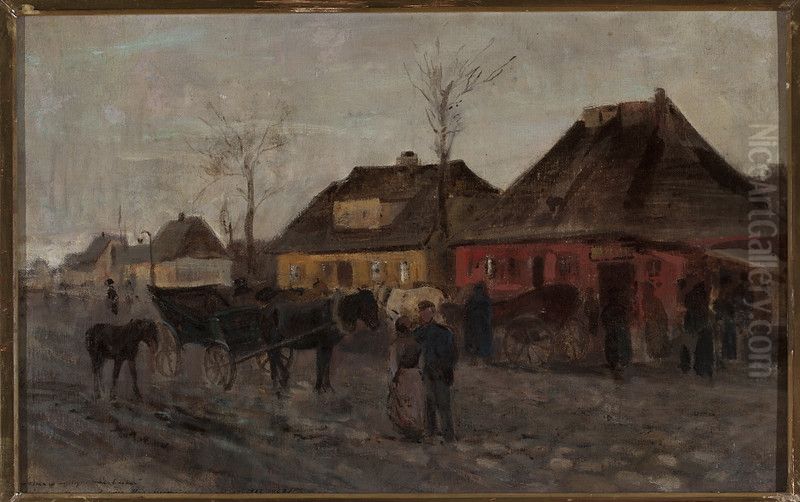 Springtime in a small town, sketch Oil Painting by Maksymilian Gierymski