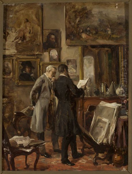 In the painter's studio Oil Painting by Aleksander Gierymski