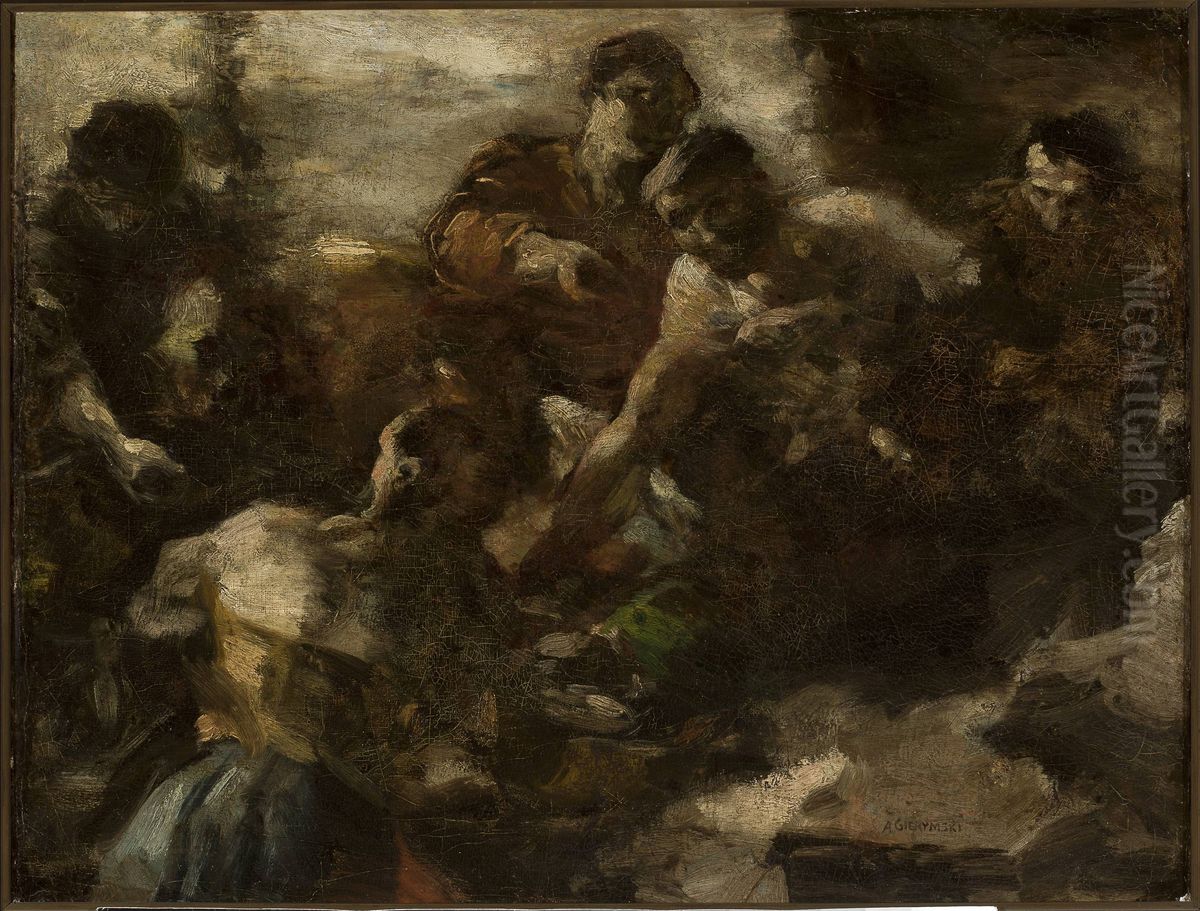 Tavern in Rome, sketch Oil Painting by Aleksander Gierymski