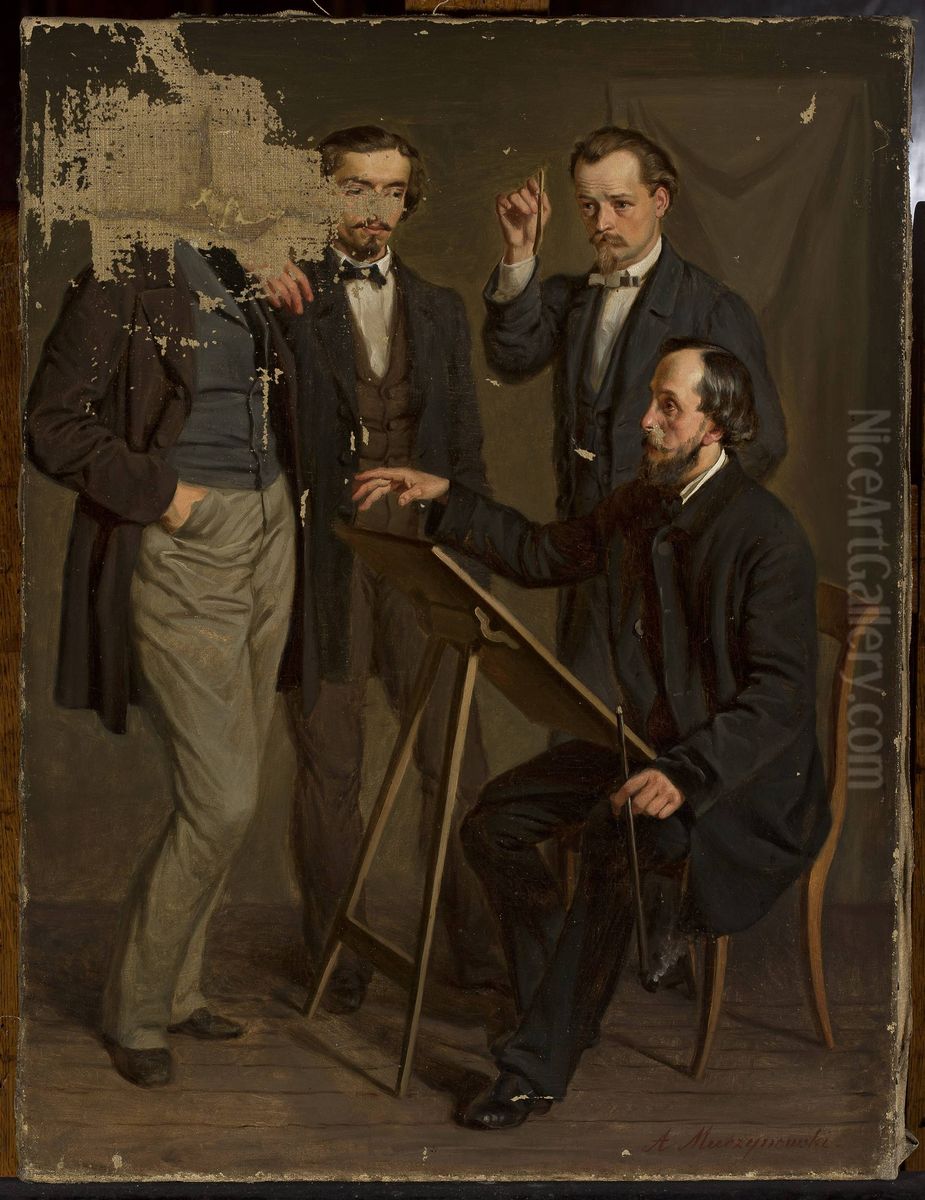 In the studio of Wojciech Gerson Oil Painting by Antoni Murzynowski