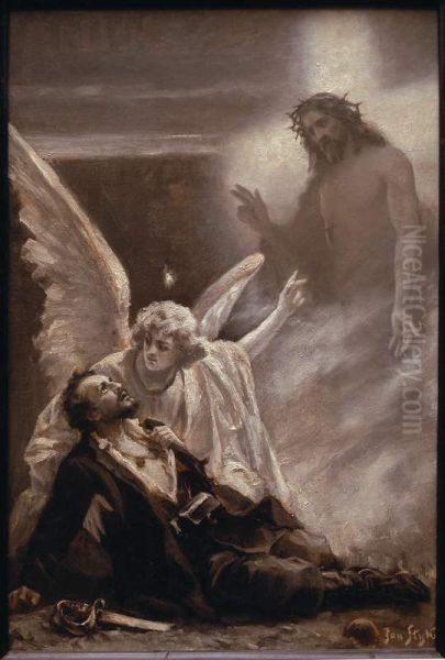 Allegorical scene - Insurgent's death Oil Painting by Jan Styka