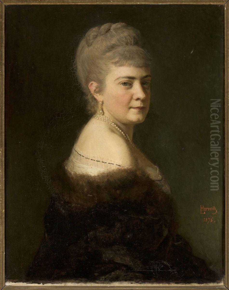 Portrait of Melania nee Jastrzebska 1.v. Dunin 2.v. Rawicz Oil Painting by Leopold Horovitz