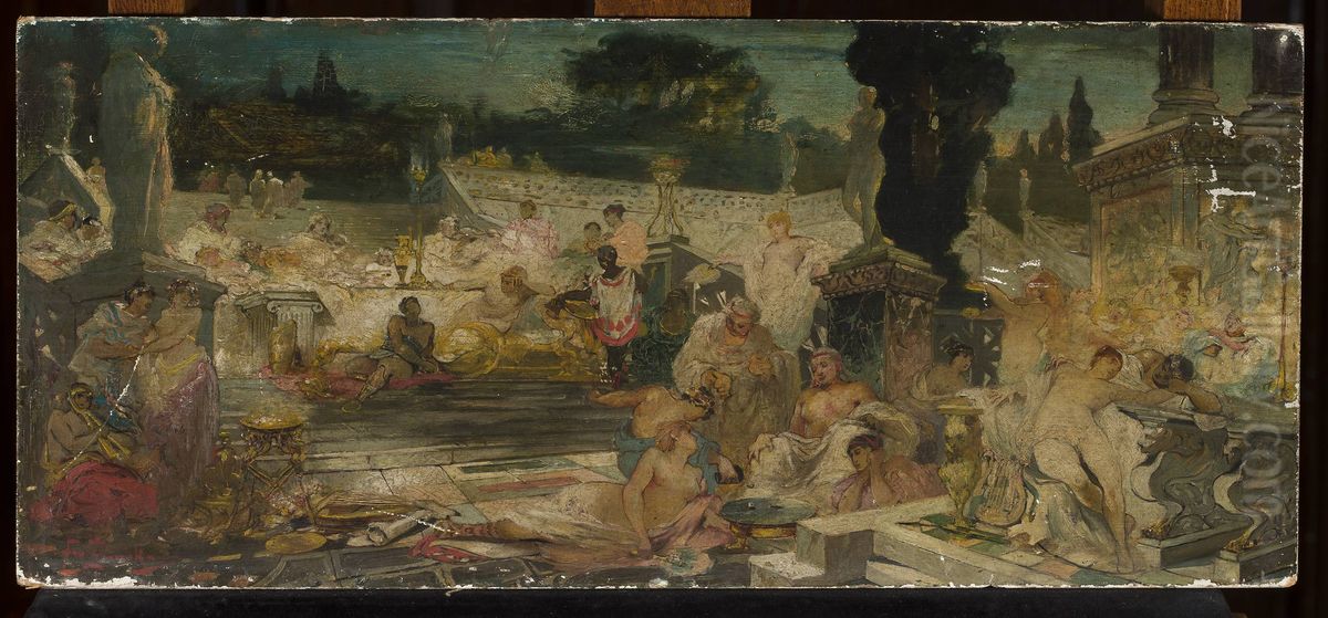 Banquet Oil Painting by Franciszek Zmurko