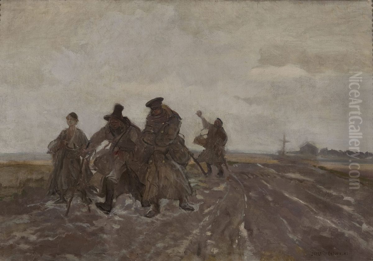 On the road Oil Painting by Jozef Chelmonski