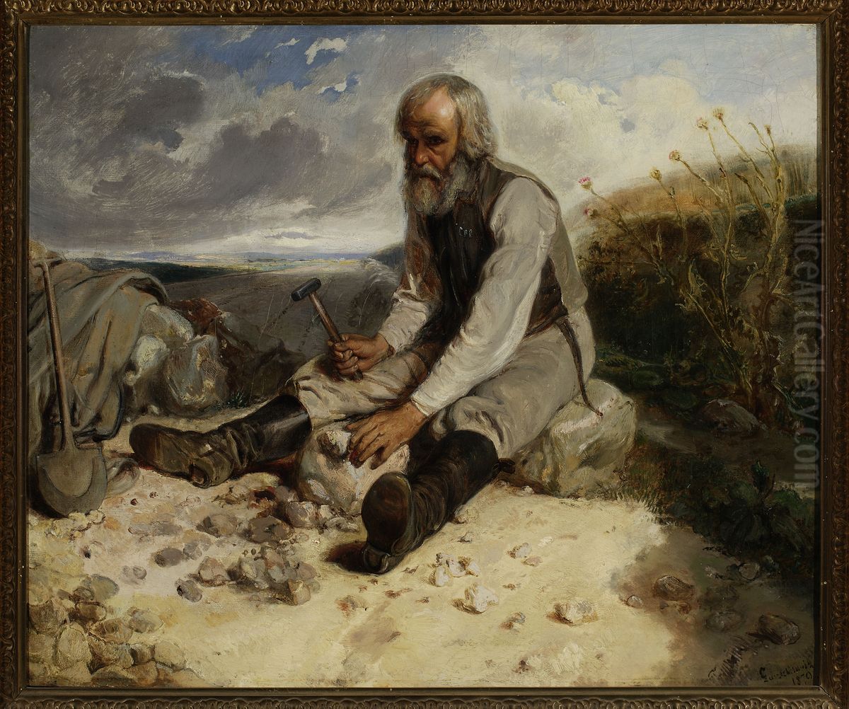 Stonemason Oil Painting by Wladyslaw Luszczkiewicz
