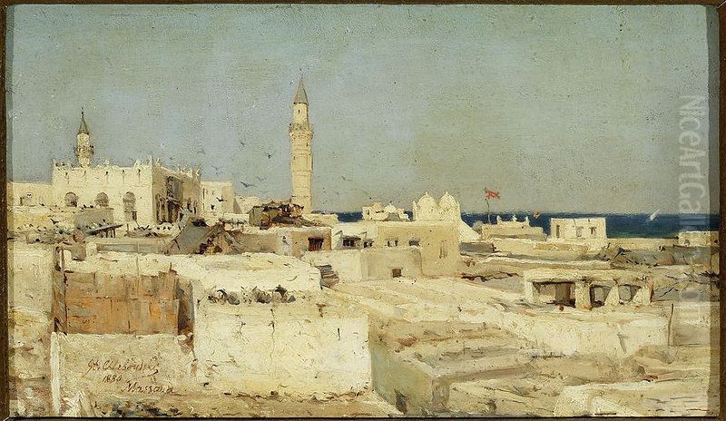 View of Massawa Oil Painting by Stanislaw Chlebowski
