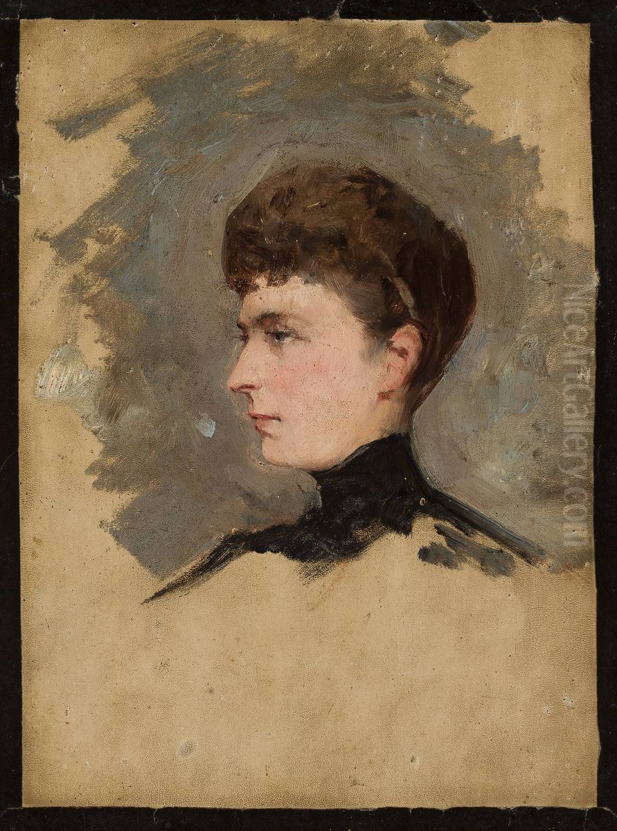 Portrait of a lady, sketch Oil Painting by Tadeusz Ajdukiewicz