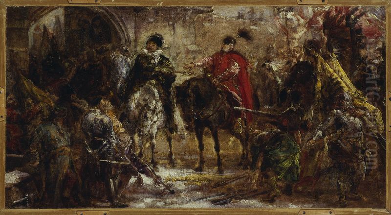 Jan Zamoyski at Byczyna, sketch Oil Painting by Jan Matejko