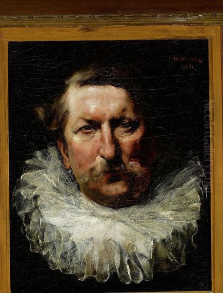 Portrait of a man in a frill Oil Painting by Teodor Axentowicz