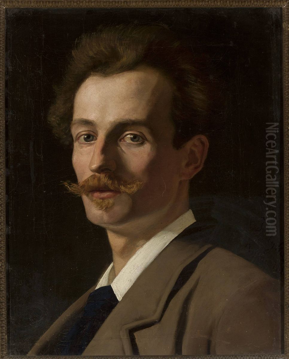Portrait of Franciszek Krudowski, painter Oil Painting by Jan Styka