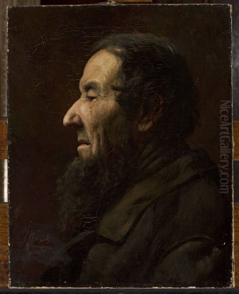 Male portrait in profile, study Oil Painting by Jan Kauzik