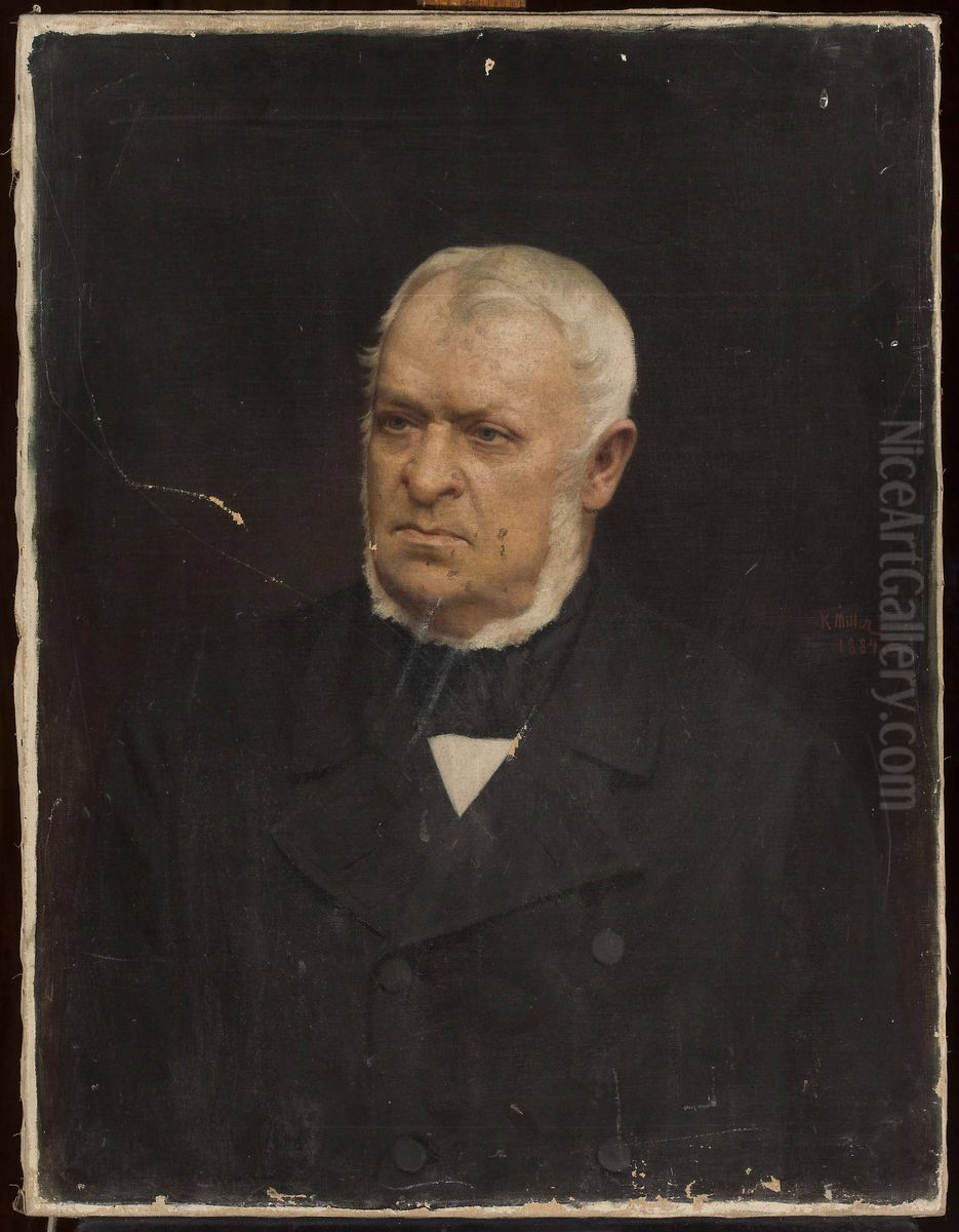 Portrait o f Aleksander Wielopolski Oil Painting by Karol Miller