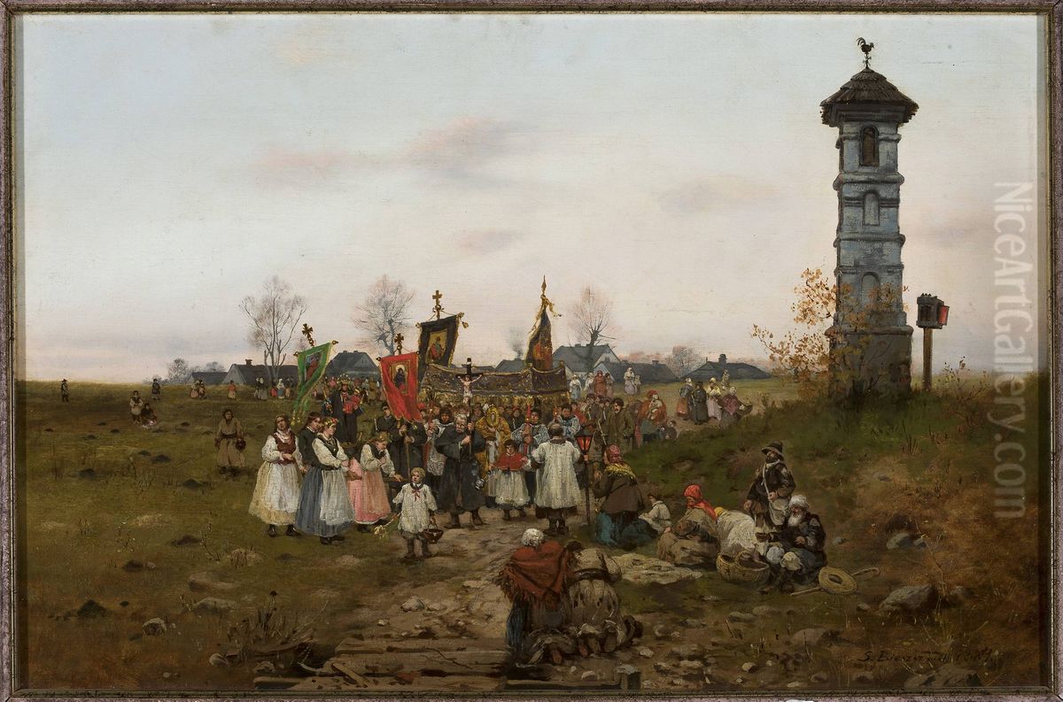 Great procession Oil Painting by Seweryn Bieszczad