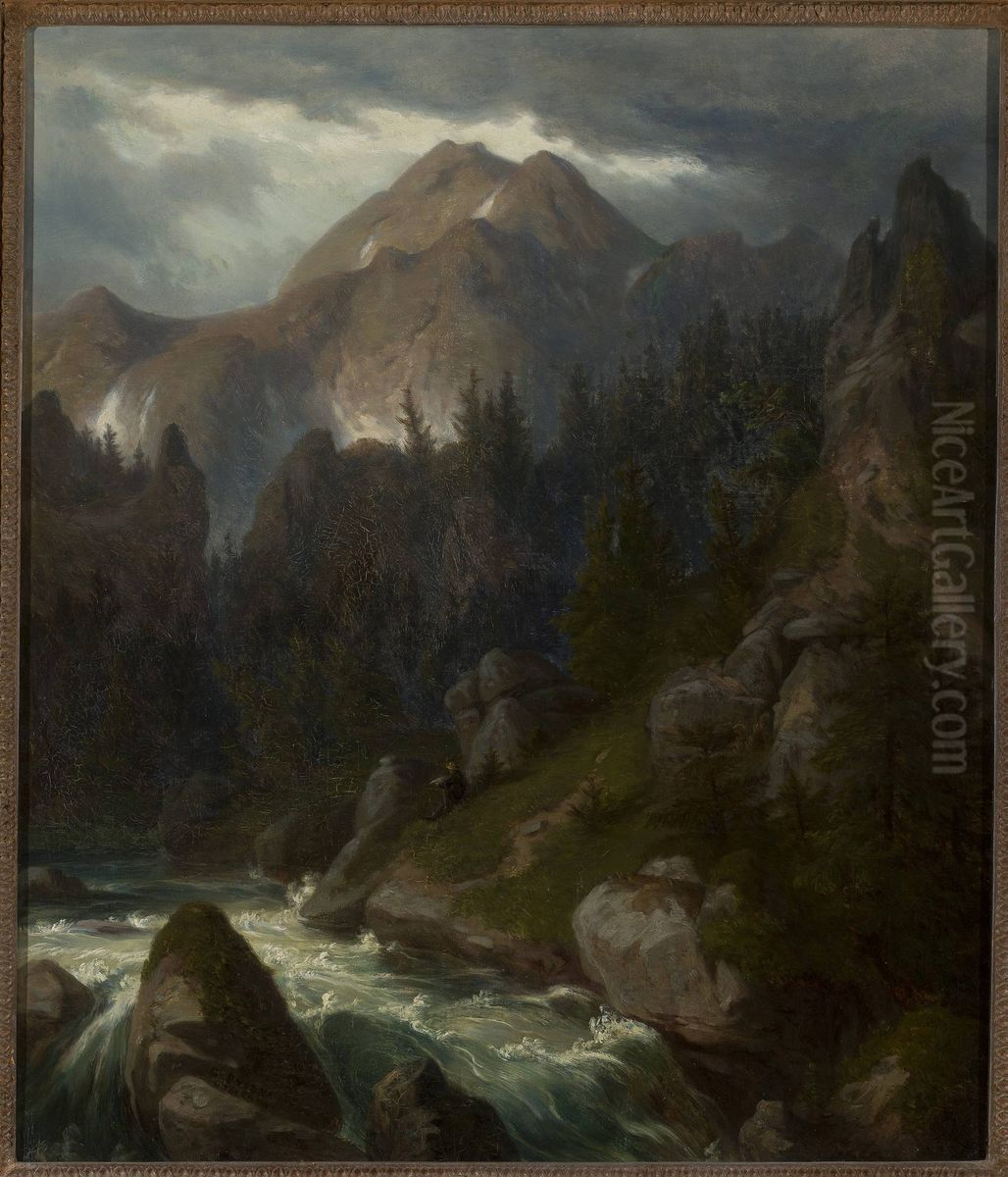 Mount Pyszna in the Tatra Mountains Oil Painting by Alfred Schouppe