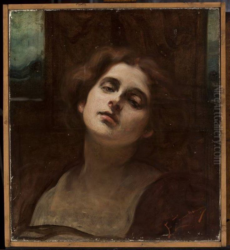 Head of a woman Oil Painting by Franciszek Zmurko