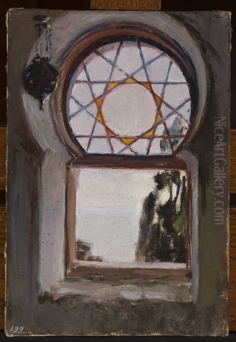 Window of the Bakhchi-Dere villa in Yalta. From the journey to Crimea Oil Painting by Jan Ciaglinski