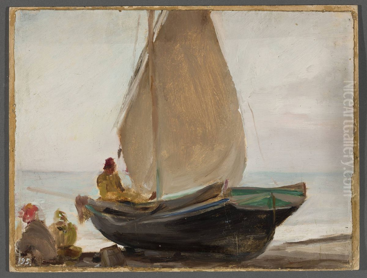 Boat - Alupka. From the journey to Crimea Oil Painting by Jan Ciaglinski