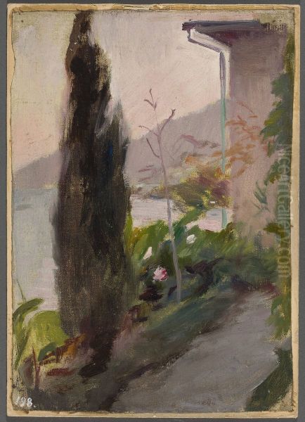 Garden of the Bakhchi-Dere villa in Yalta. From the journey to Crimea Oil Painting by Jan Ciaglinski