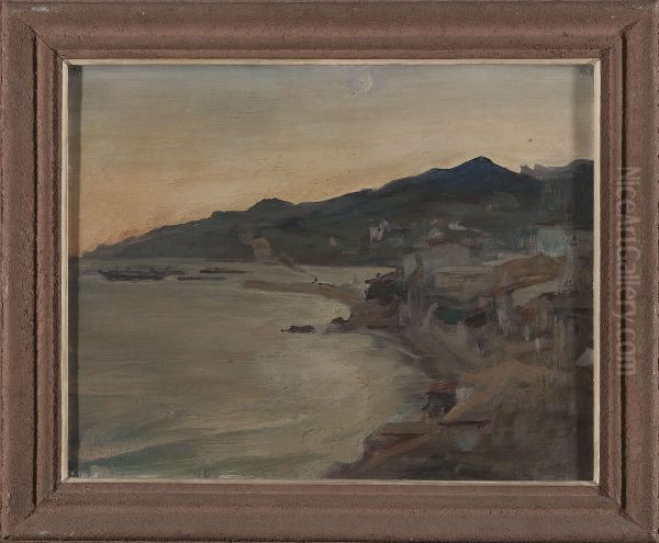Yalta - evening. From the journey to Crimea Oil Painting by Jan Ciaglinski