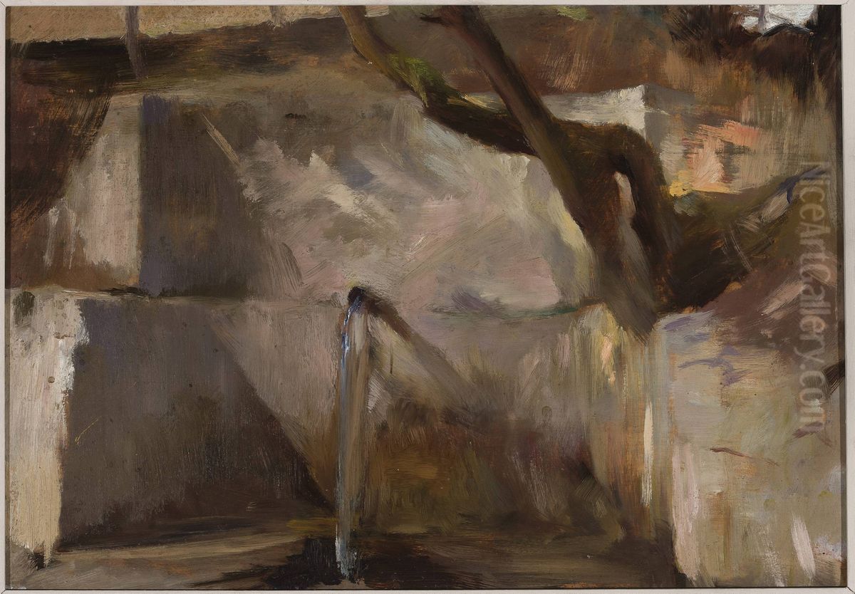 Fountain near Yalta. From the journey to Crimea Oil Painting by Jan Ciaglinski